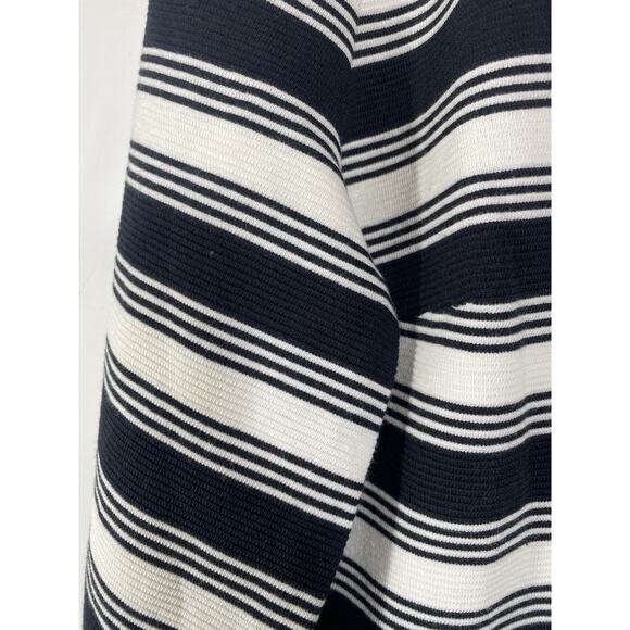 Talbots Top Medium Black White Stripe Textured Ribbed Knit NEW Preppy Old Money - Picture 4 of 13
